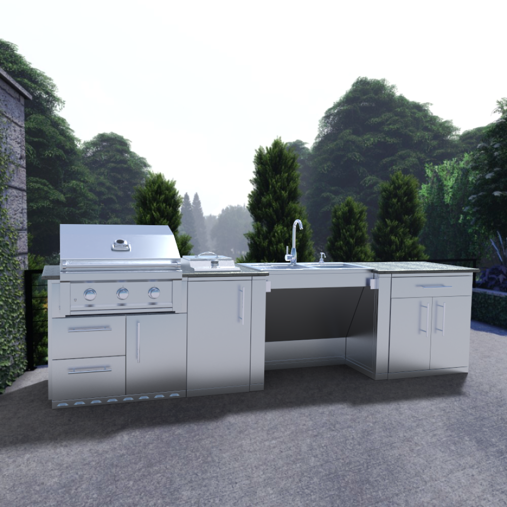 CABANA 10′-8″ ADA Compliant Grill/Burner & Double Sink Island Package
