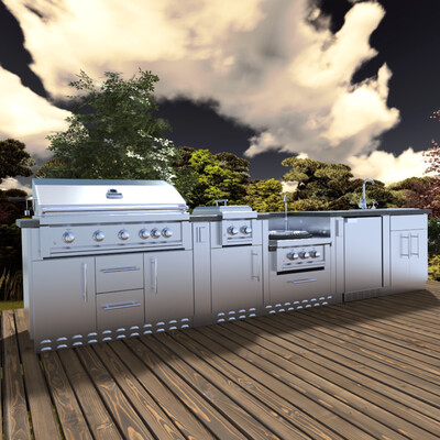 HILL COUNTRY 13’-6&quot; Expansive Island Package with our Largest Gas Grill, Highest performing Power Burner, Dual Burners and Premium Sink Package.