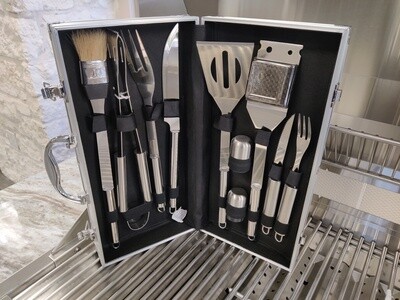 10 Piece Stainless Steel BBQ Tool Set w/Carry Cases