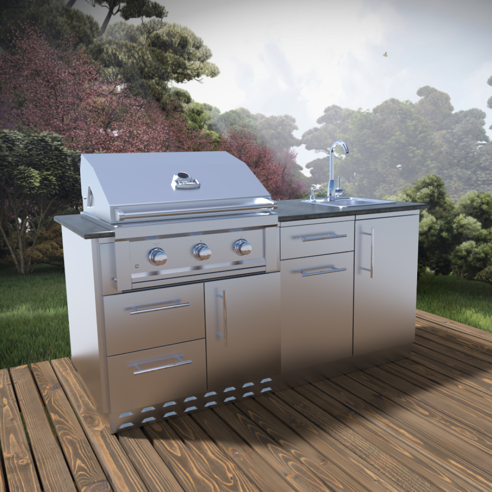 Caprice 6 foot Grill & Bar Sink Outdoor Island Package