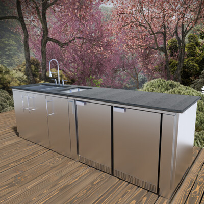 Galley 9 Foot Clean &amp; Prep Cabinet Island Package