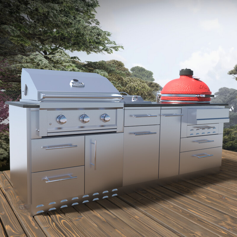 Kamado 8 Foot Cabinet Island Package
