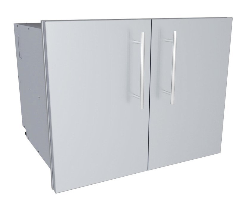 Designer Series 30&quot;W  Multi-Configurable Double Door Dry Storage Pantry w/Shelf &amp; Utility Access - Item No. DE-DDP30