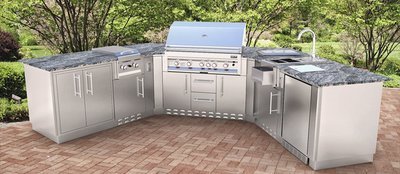 The Granada, U-Shape Cabinet Island w/Grill &amp; Components  - Item No. SCIU01