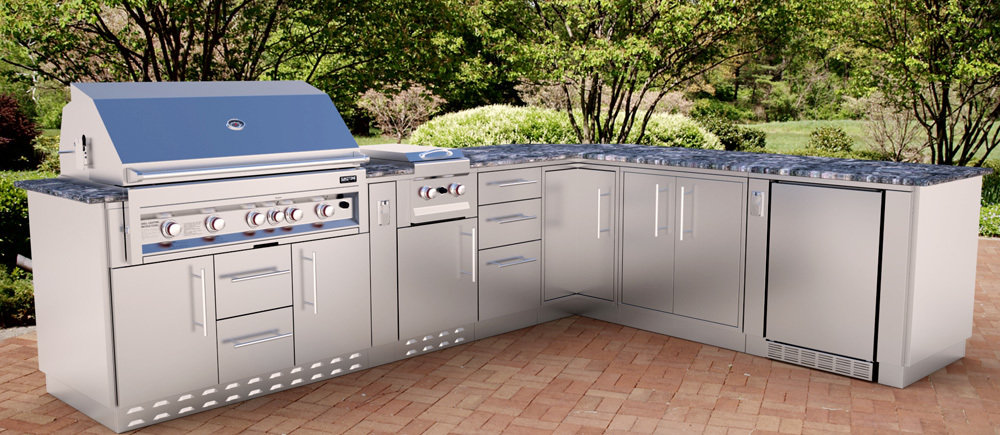 The Marquee L-Shape Cabinet Island w/Grill &amp; Components  - Item No. SCIL01