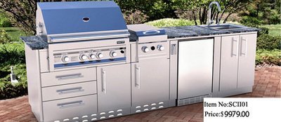 The Ultra Luxe, Straight-Shape Cabinet Island w/Grill &amp; Components  - Item No. SCII01