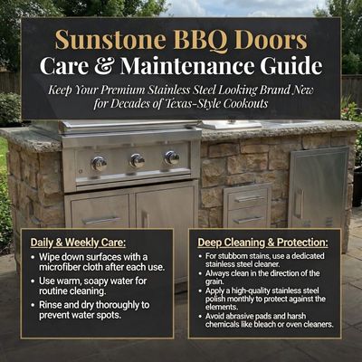 Sunstone BBQ Doors Care &amp; Maintenance Guide: Keep Your Premium Stainless Steel Looking Brand New for Decades of Texas-Style Cookouts