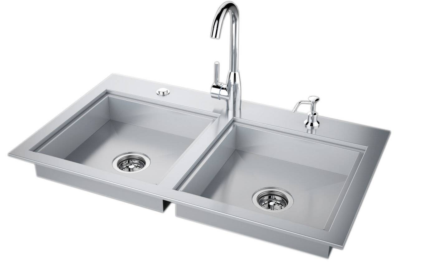 Essential 37″ ADA Compliant Double Sink with Covers & Faucet – ADASK37