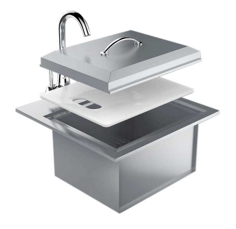Supreme Premium Drop‑In Sink – Hot &amp;amp; Cold Faucet, Cutting Board B‑PS21