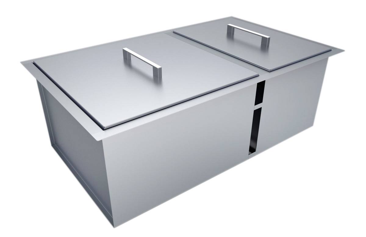 Over/Under 34″ x 12″ Height Double Basin Sink w/2 Covers – B-SK34