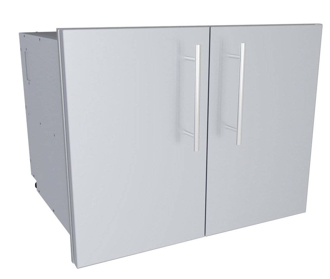 Designer Series 30″W Multi-Configurable Double Door Dry Storage Pantry w/Shelf & Utility Access – DE-DDP30