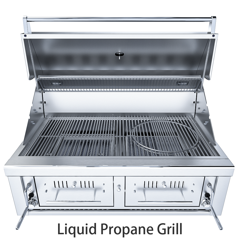 42" Gas Hybrid Dual Zone Charcoal/Wood Burning Grill, Select Gas Type: Liquid Propane