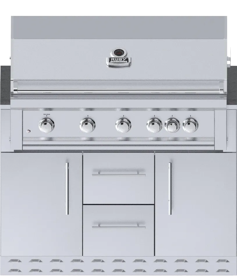 46" Grill Cabinet w/Ruby 5 Burner Grill