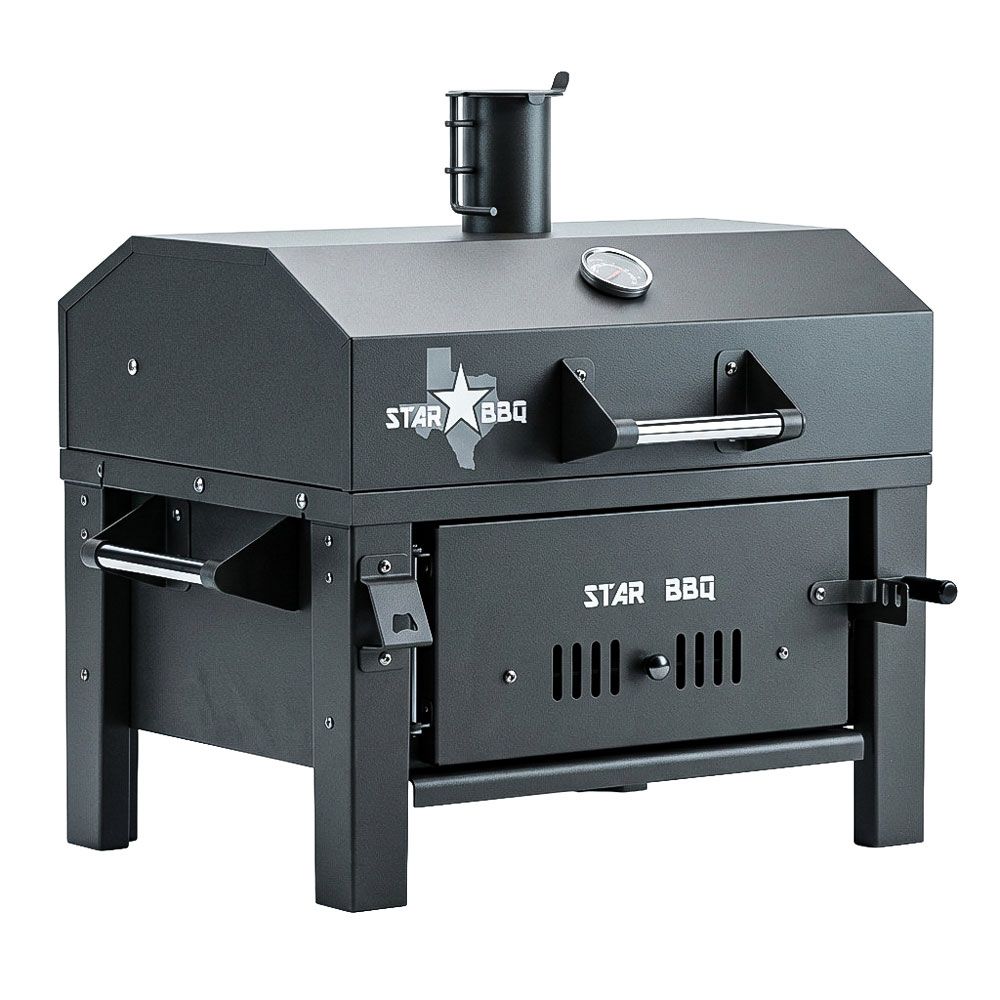 STAR BBQ™ 24″ Portable Charcoal Grill Smoker with Hood &amp; Chimney – Ultimate Versatile Campfire Cooking Station