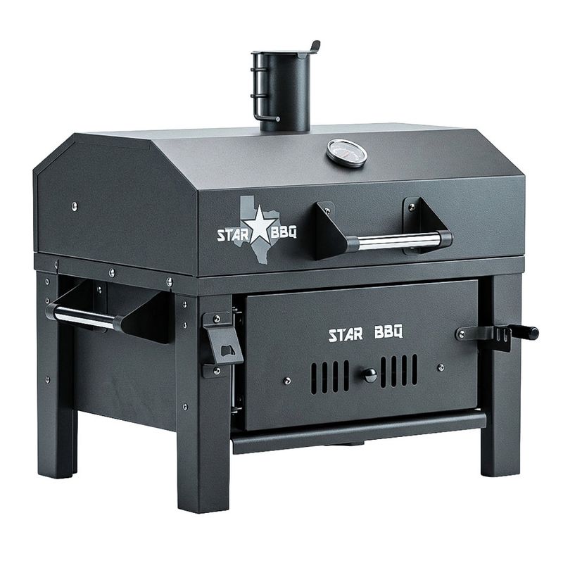 STAR BBQ™ 24″ Portable Charcoal Grill Smoker with Hood &amp; Chimney – Ultimate Versatile Campfire Cooking Station