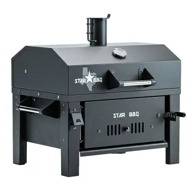 STAR BBQ™ 24″ Portable Charcoal Grill Smoker with Hood &amp; Chimney – Ultimate Versatile Campfire Cooking Station