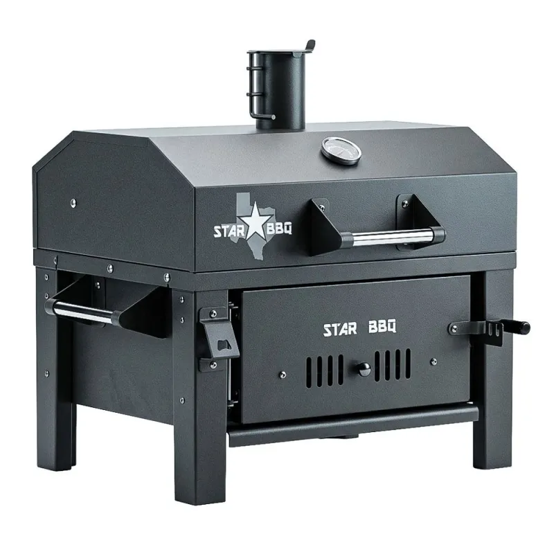 STAR BBQ™ 24″ Portable Charcoal Grill Smoker with Hood &amp; Chimney – Ultimate Versatile Campfire Cooking Station