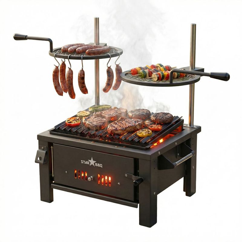 STARBBQ 24" Charcoal Grill Package with Post-Mount Dual Griller Rim &amp;amp; Raised Sear Insert – Ultimate Modular Live-Fire Powerhouse | STARBBQ-24CHBS-PMR-RSE