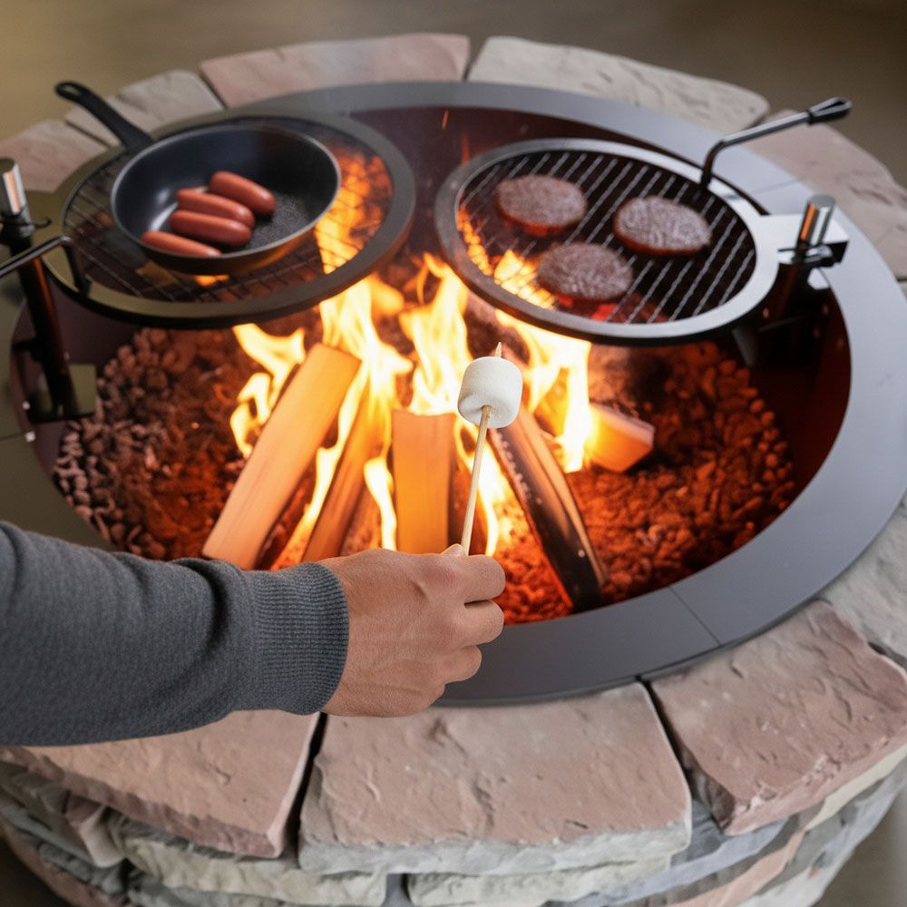 StarBBQ™ 48″ Smokeless Fire Pit Insert Dual Grill Package | STARBBQ-48SFPR-PKG