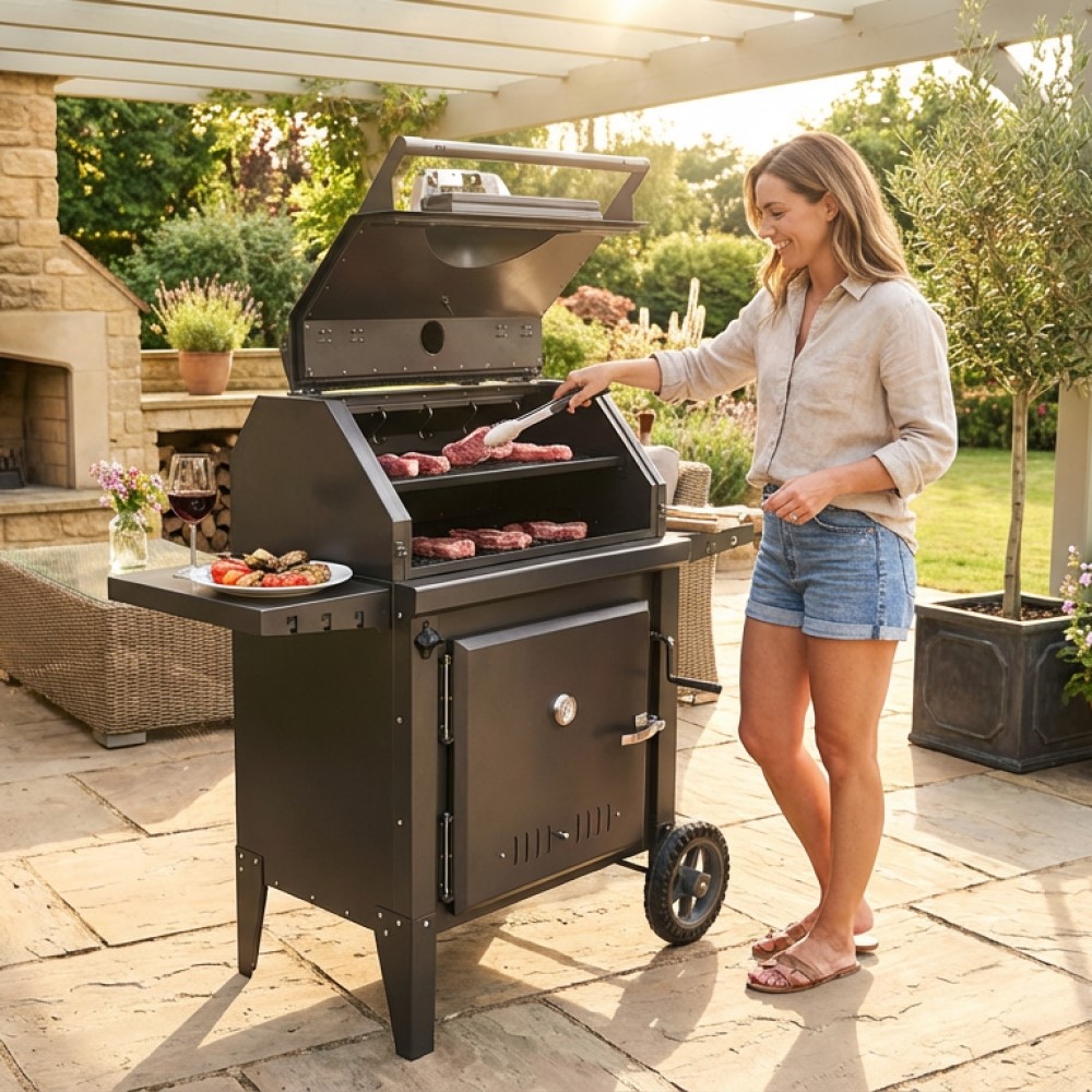 StarBBQ™ Ultimate Charcoal Smoker & Pizza Oven Combo Grill Cart – All-in-One Heavy-Duty Outdoor Cooker | STARBBQ-34SMK