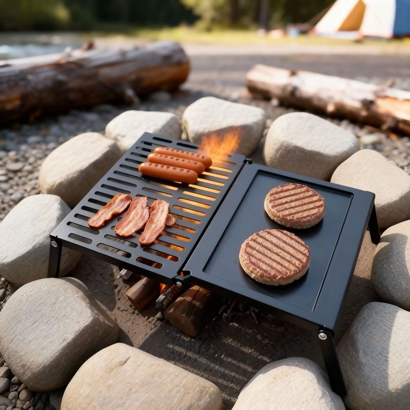 StarBBQ™ Heavy-Duty Steel Fold-Out Camper Griller Portable Campfire Grill and Griddle Combo | STARBBQ-FUFP