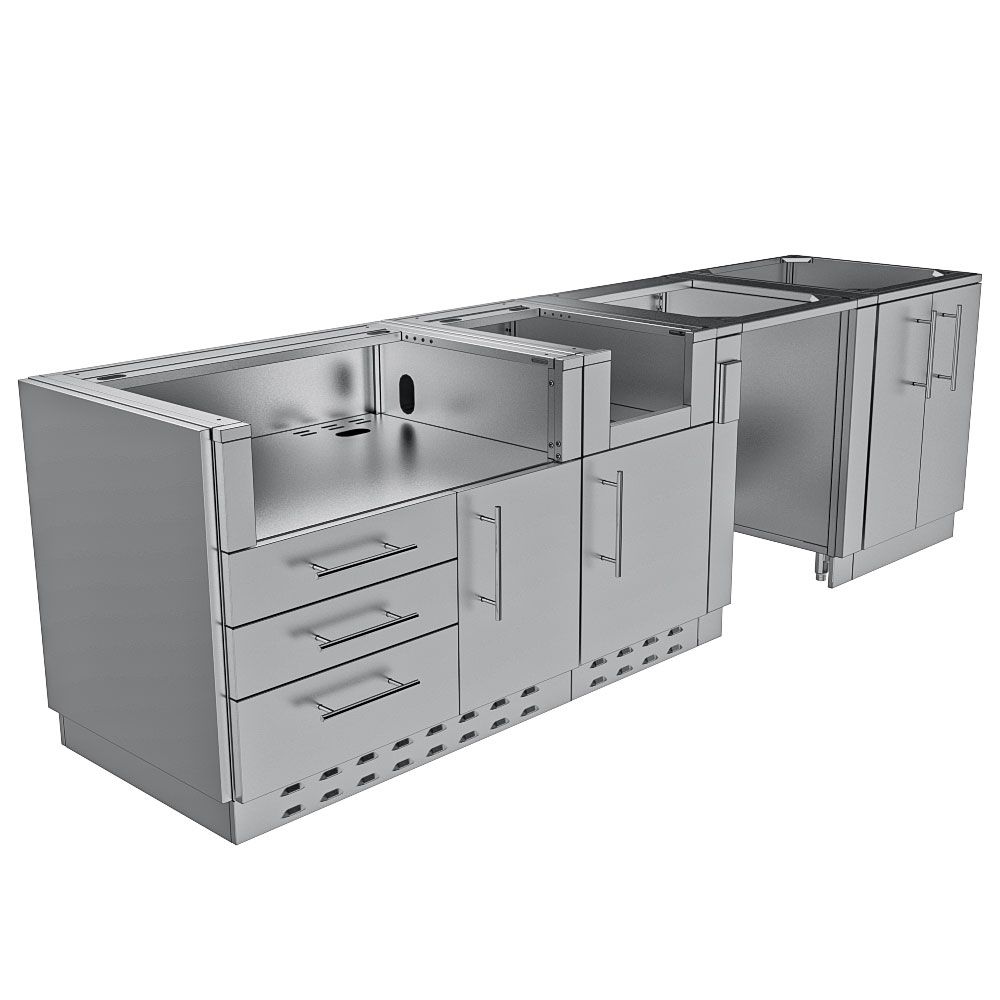 Houston Outdoor Kitchen Base Cabinet Package – SBP‑HOUSTON/BASE 9′8″ Stainless Steel