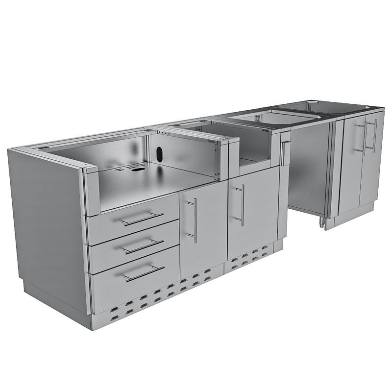 Houston Outdoor Kitchen Base Cabinet Package – SBP‑HOUSTON/BASE 9′8″ Stainless Steel