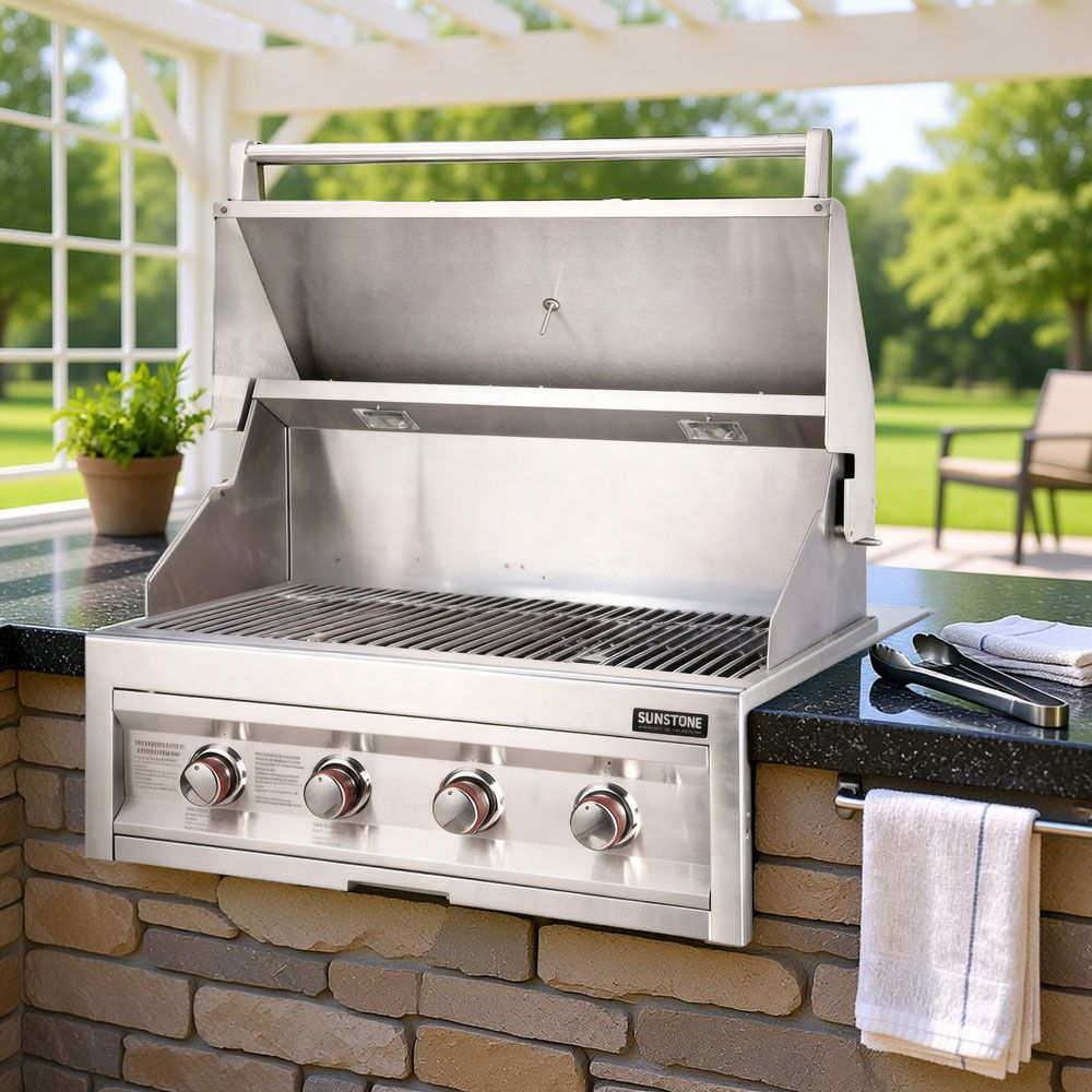 Sunstone® 34-Inch 4-Burner Built-In Gas Grill – High-Performance Stainless Steel BBQ Powerhouse | SUN4B