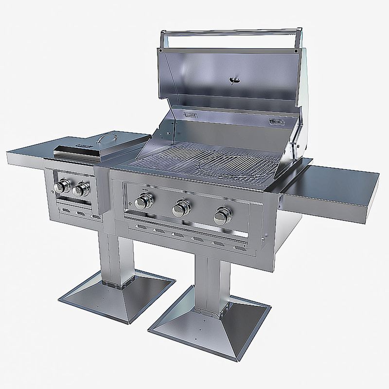 Ruby Pro Duo™ Post Mount – 3-Burner Grill &amp; Double Versa Burner Combo Package