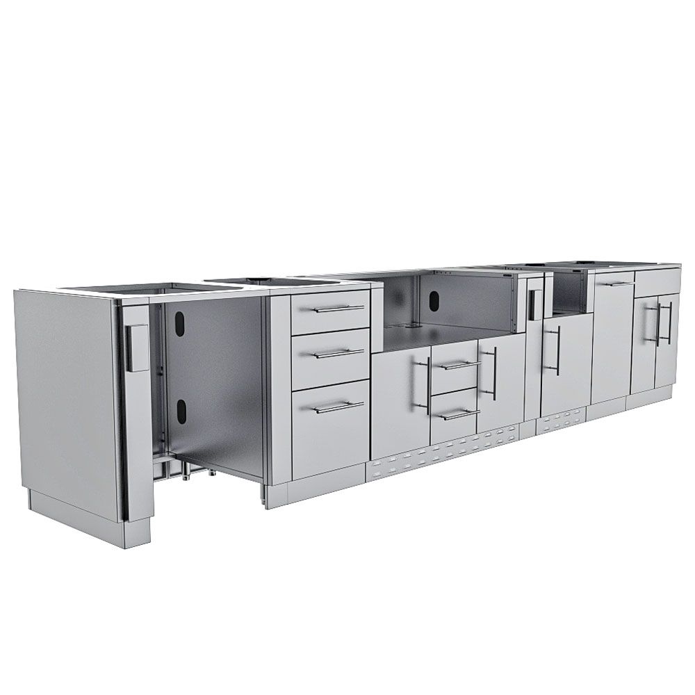 Dallas Outdoor Kitchen Base Cabinet Package – SBP‑DALLAS/BASE 14‑Foot Stainless Steel