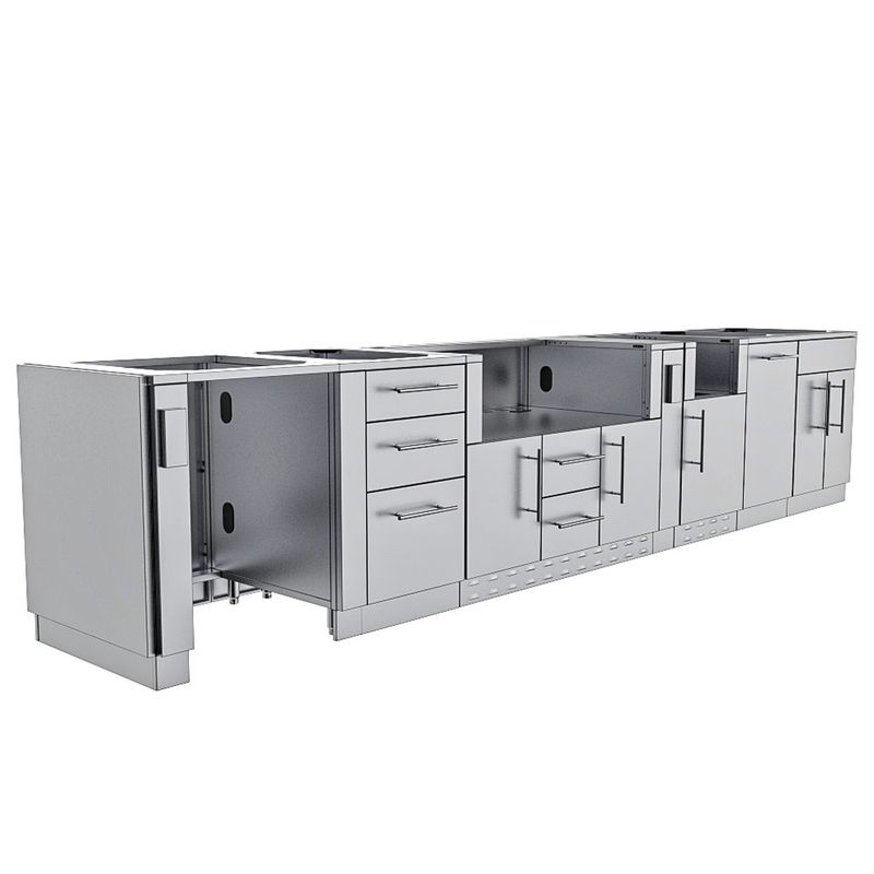 Dallas Outdoor Kitchen Base Cabinet Package – SBP‑DALLAS/BASE 14‑Foot Stainless Steel