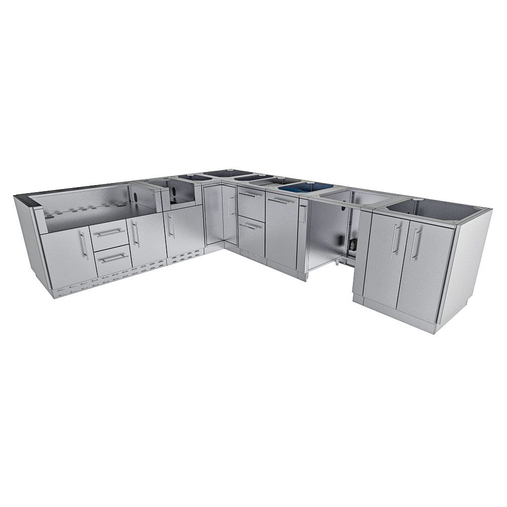 Rancher Outdoor Kitchen Base Cabinet Package – SBP‑RANCHER/BASE L‑Shaped 304 Stainless Steel