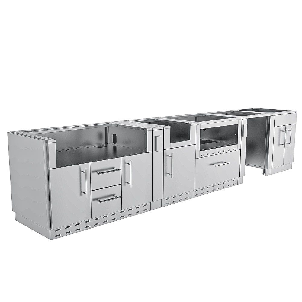 French Quarter Outdoor Kitchen Base Cabinet Package – SBP‑FRENCHQUARTER/BASE 13′7″