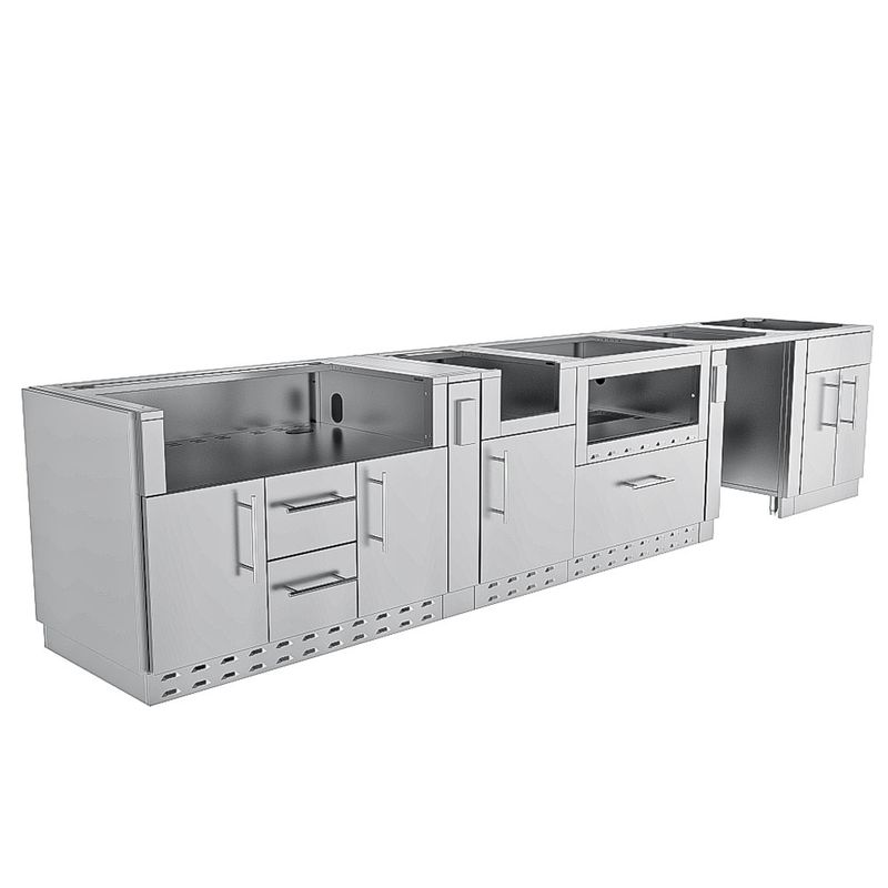 French Quarter Outdoor Kitchen Base Cabinet Package – SBP‑FRENCHQUARTER/BASE 13′7″