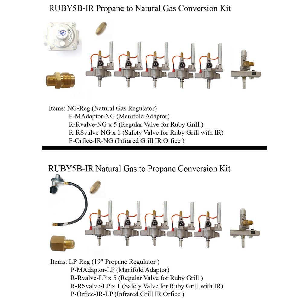 Gas Conversion Kit for 42″ Ruby5BIR Grill – Gas Conversion from LP to NG