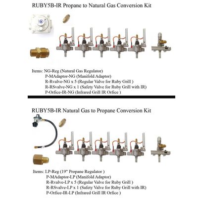 Gas Conversion Kit for 42" Ruby5BIR Grill - Gas Conversion from LP to NG
