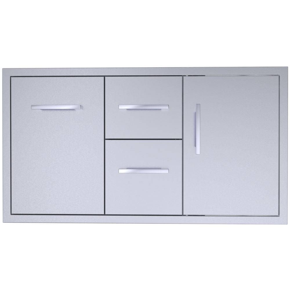Sunstone® Signature Series 42 Inch Stainless Steel Drawer Door Combo – Ultimate Versatile Storage Solution | BA-DDC42