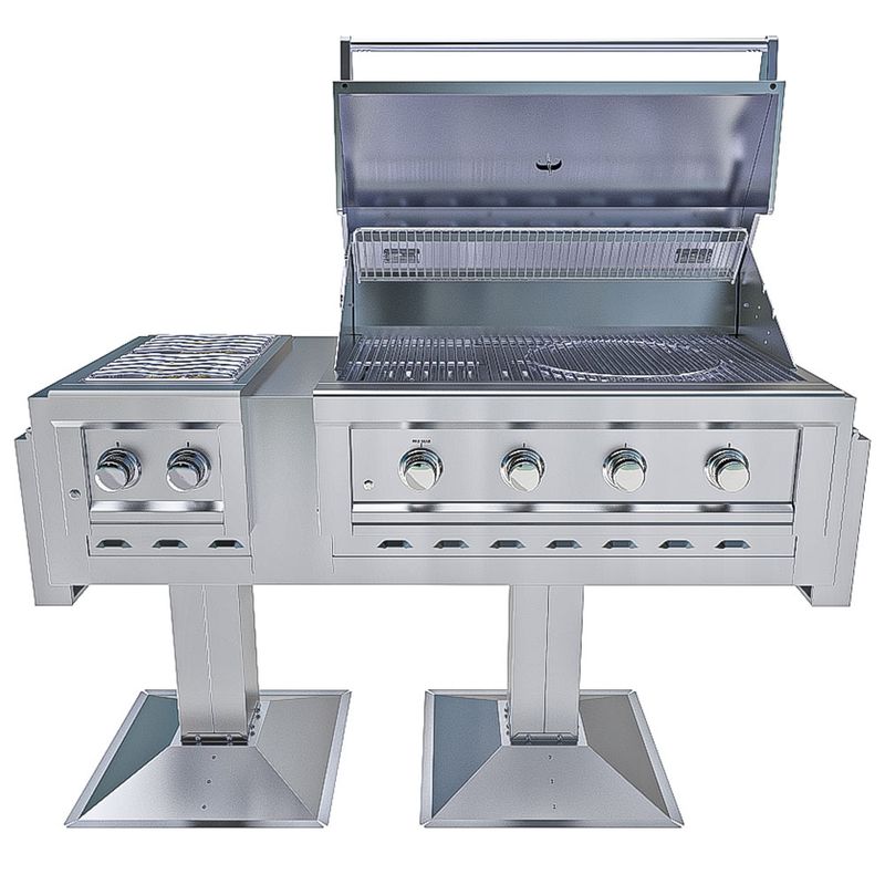Ruby Elite Pro Duo™ Post Mount – 4-Burner Grill &amp; Double Versa Burner Combo Package
