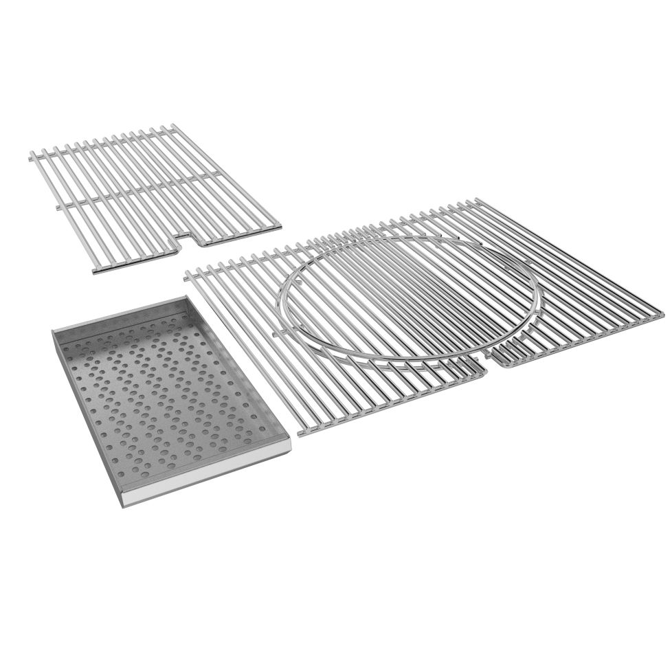 Cooking Grates for Ruby Grills w/Charcoal &amp;amp; Wood Burning Tray - 304 SS Grates Round Inset-Charcoal-Tray w/Bar Grate for 30″ 3B Grill