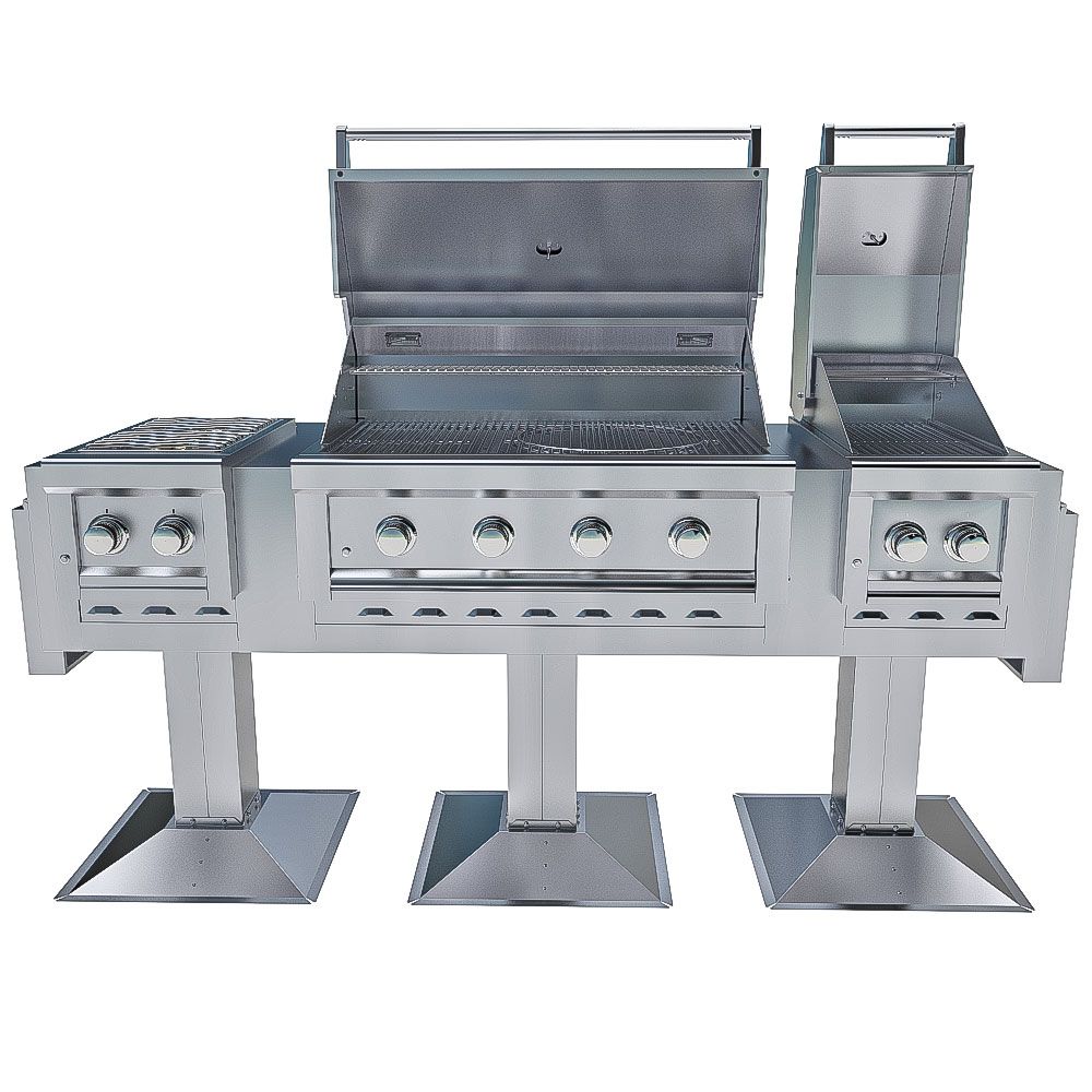 Ruby Elite Pro Trio™ Post Mount – 4-Burner Grill, Double Versa Burner &amp;amp; Companion Pro Griller Package