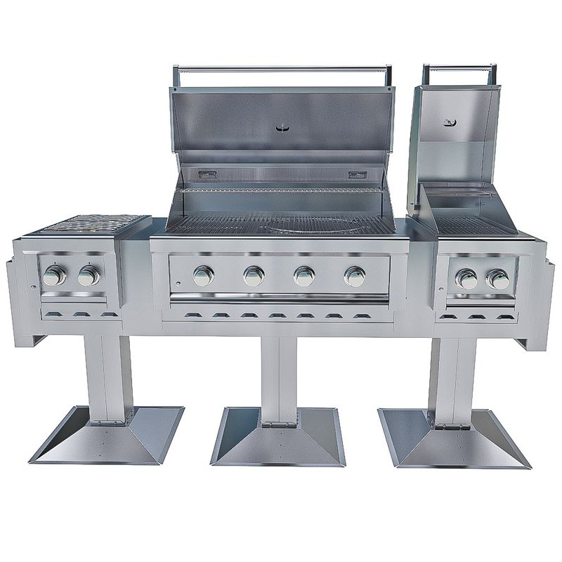 Ruby Elite Pro Trio™ Post Mount – 4-Burner Grill, Double Versa Burner &amp; Companion Pro Griller Package