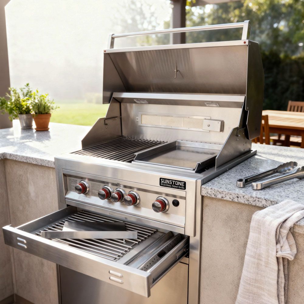 Sunstone® 304 Stainless Steel Insulating Grill Jacket with Drawer – Ultimate Fire-Safe Protection for Built-In Outdoor Kitchens | SUN4BJK