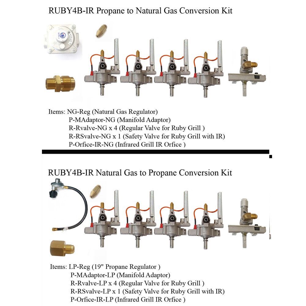 Gas Conversion Kit for 36" Ruby4BIR Grill - Gas Conversion from NG to LP