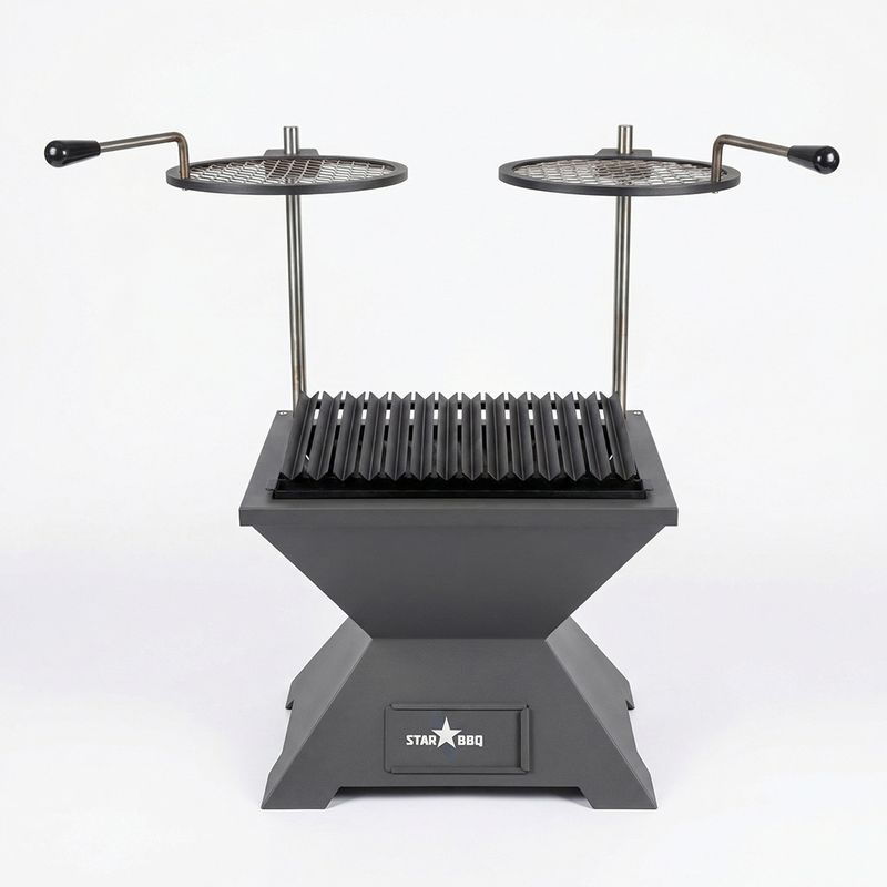 STARBBQ™ 24 Inch Smokeless Fire Pit Grill with Raised Sear Rim – Ultimate Portable Dual Swing-Out Griller for Perfect Char Marks