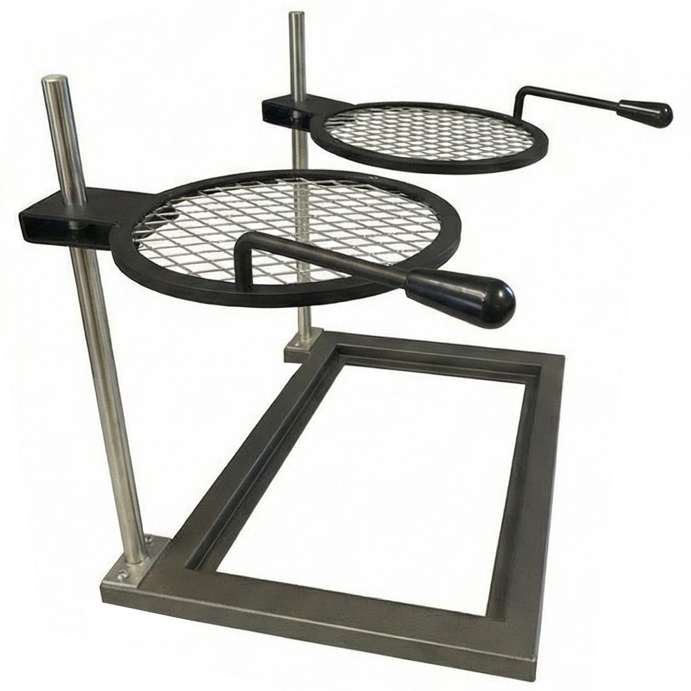 STARBBQ® Outpost Dual Griller with (2) Round Racks Rim – Ultimate Heavy-Duty Swivel Campfire Grill Grate for Effortless Outdoor Cooking