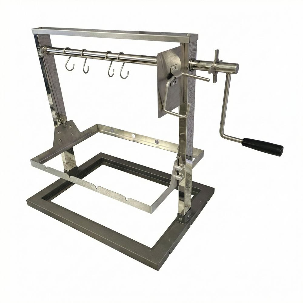 Star BBQ® 24" Santa Maria Grill Rim with Crank &amp; Sausage Hooks – Ultimate Versatile Open-Fire Rotisserie Cooking Solution