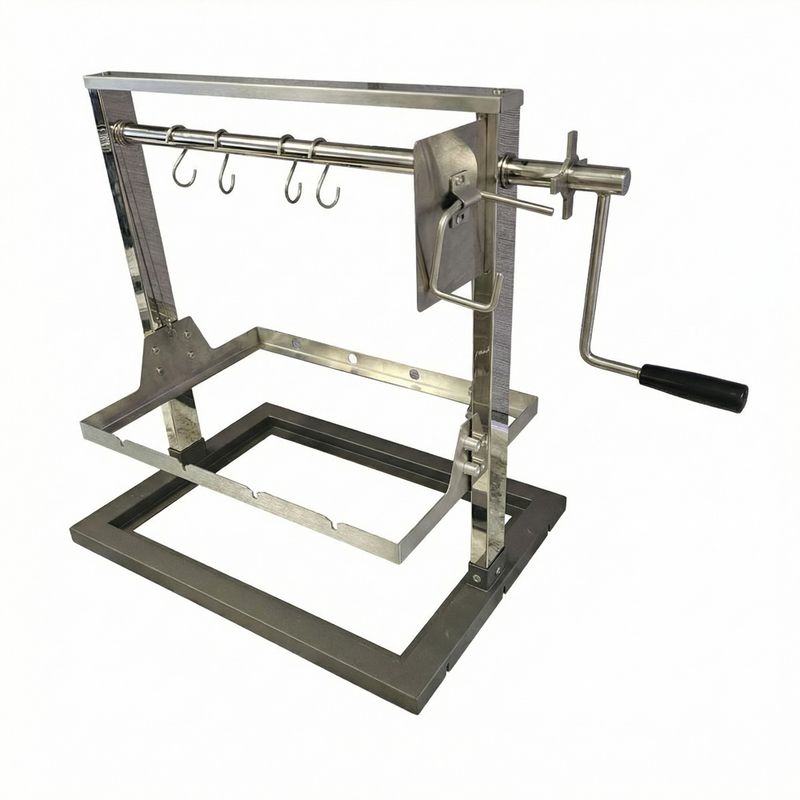 Star BBQ® 24" Santa Maria Grill Rim with Crank &amp; Sausage Hooks – Ultimate Versatile Open-Fire Rotisserie Cooking Solution