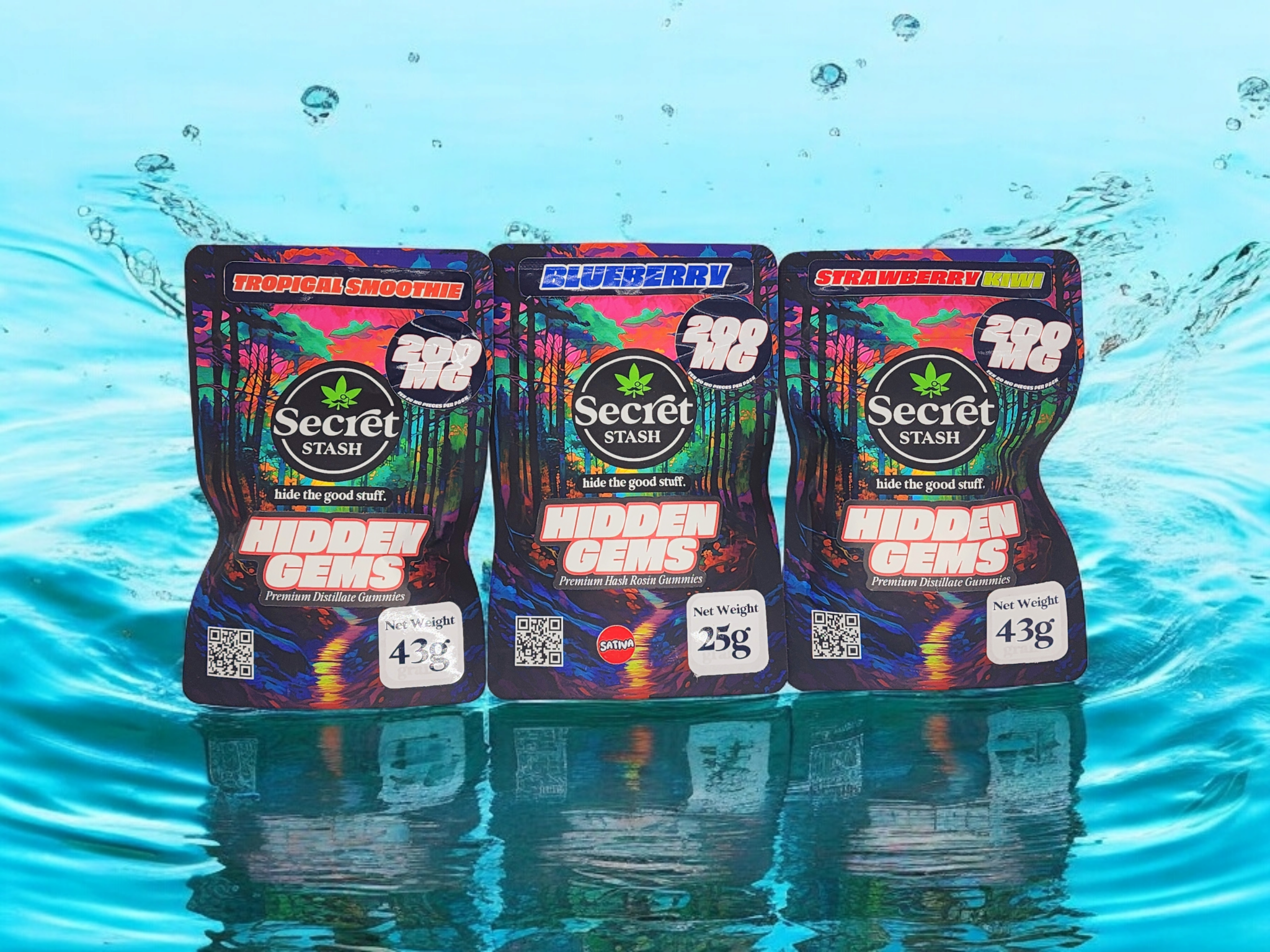 Secret Stash *Hidden Gems* - Distillate & Hash Rosin Gummies (10 per pkg) 20mg ea. Total: 200mg Secret Stash *Hidden Gems* - Distillate & Hash Rosin Gummies (10 per pkg) 20mg ea. Total: 200mg