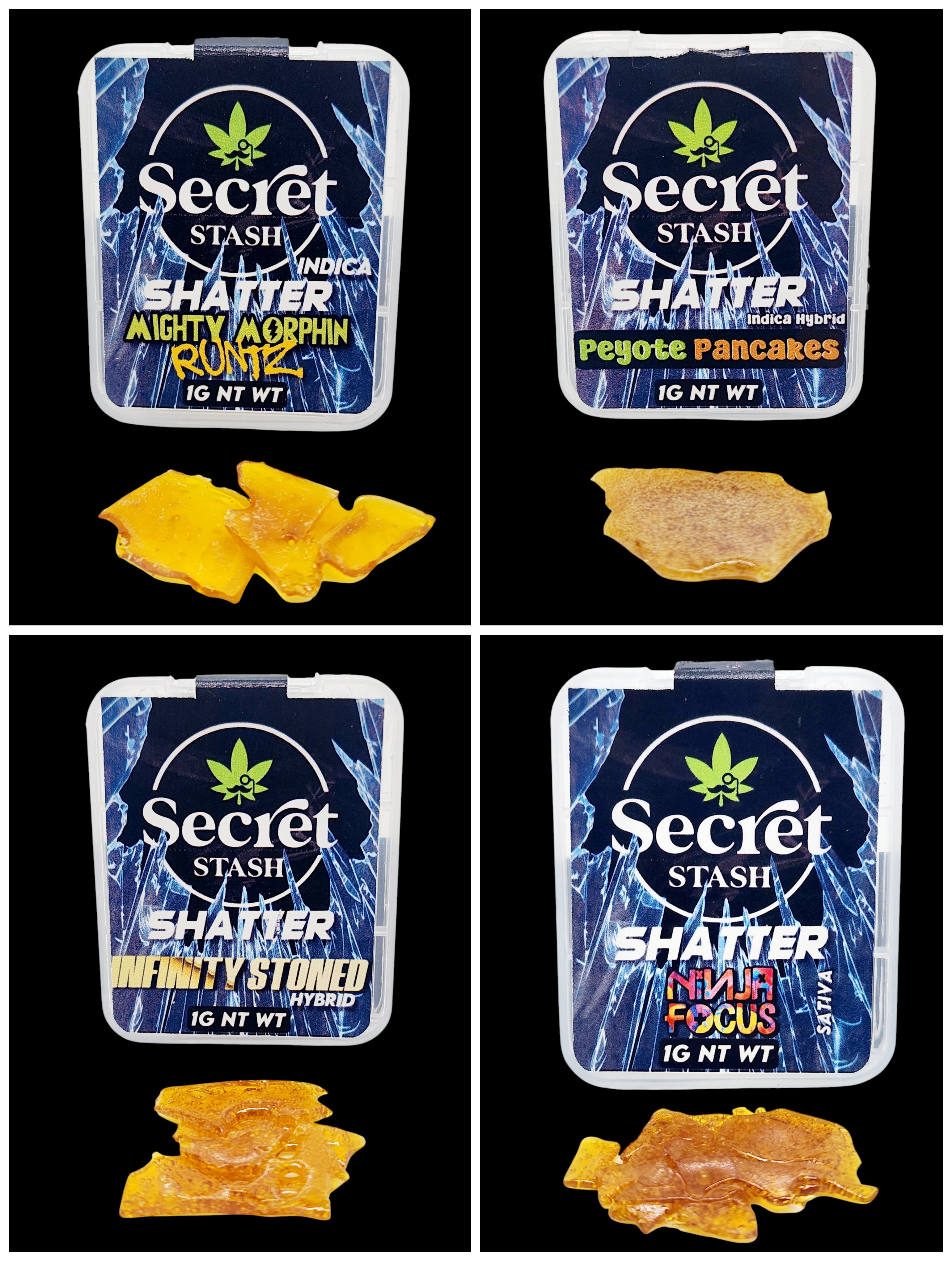 Secret Stash - Shatter in .5-gram & 1-gram opt. Secret Stash - Shatter in .5-gram & 1-gram opt.