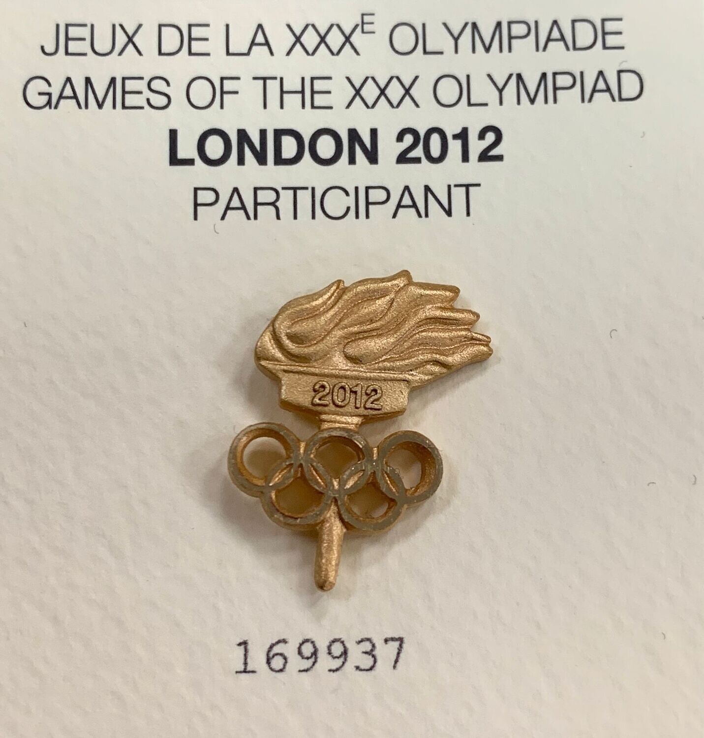 London 2012 Olympic Games  Participant pin